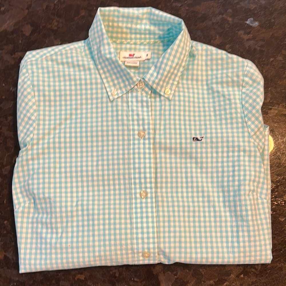 Vineyard Vines Blue and White Gingham Casual Shirt